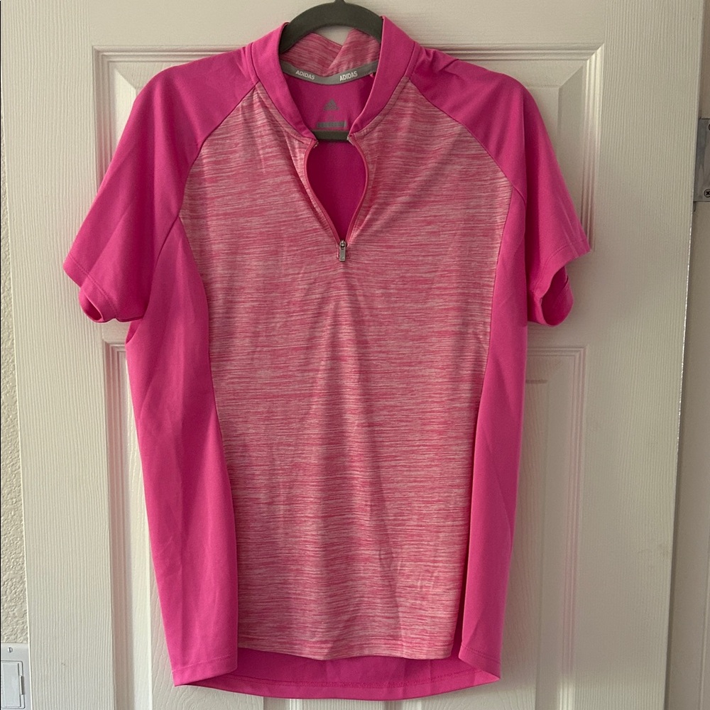 Pink Athletic Adidas Zip-Up Golf Shirt